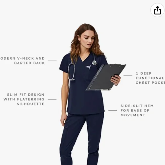 FIGS Catarina Scrub Top - Small Navy - Picture 2 of 7